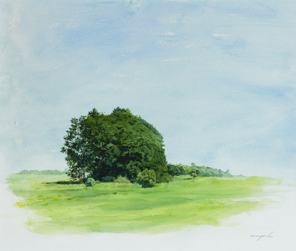 Water Color Painting 02 A grove in a grass land